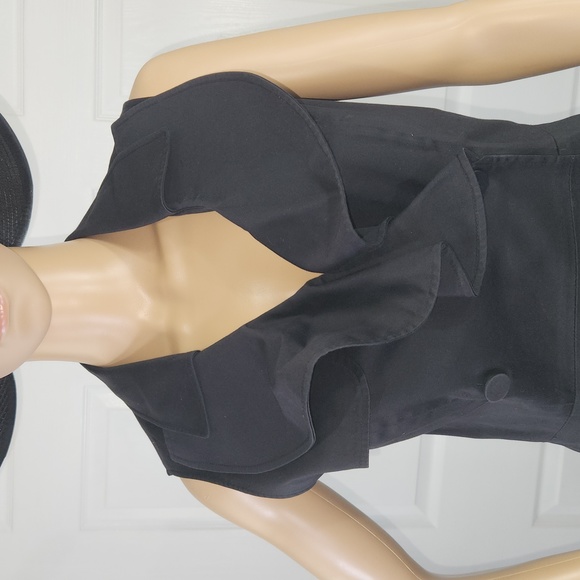 CALVIN KLEIN BLACK SLEEVELESS DRESS RUFFLED NECKLINE SIZE 6 - Picture 5 of 13